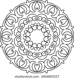 Dibujo de vectores para libro de coloreado. Patrón floral geométrico. Dibujo de contorno sobre un fondo blanco. Mandala.