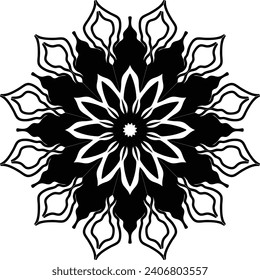 Vector drawing for coloring book. Geometric floral pattern. Contour drawing on a white background. Mandala.