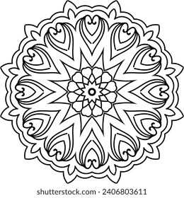 Vector drawing for coloring book. Geometric floral pattern. Contour drawing on a white background. Mandala.