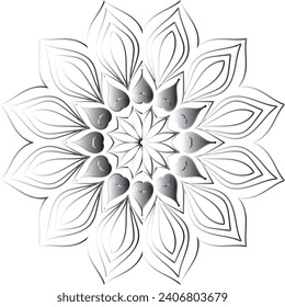 Vector drawing for coloring book. Geometric floral pattern. Contour drawing on a white background. Mandala.