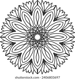 Vector drawing for coloring book. Geometric floral pattern. Contour drawing on a white background. Mandala.