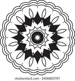 Dibujo de vectores para libro de coloreado. Patrón floral geométrico. Dibujo de contorno sobre un fondo blanco. Mandala.
