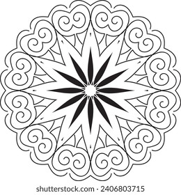 Dibujo de vectores para libro de coloreado. Patrón floral geométrico. Dibujo de contorno sobre un fondo blanco. Mandala.