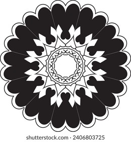 Dibujo de vectores para libro de coloreado. Patrón floral geométrico. Dibujo de contorno sobre un fondo blanco. Mandala.