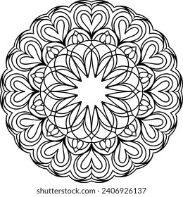 Vektorgrafik zum Färben des Buches. Geometrisches Blumenmuster. Studioaufnahme auf weißem Hintergrund. Mandala.