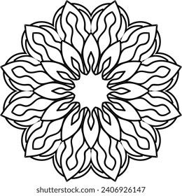 Vector drawing for coloring book. Geometric floral pattern. Contour drawing on a white background. Mandala.