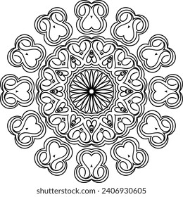 Vector drawing for coloring book. Geometric floral pattern. Contour drawing on a white background. Mandala.