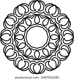 Vektorgrafik zum Färben des Buches. Geometrisches Blumenmuster. Studioaufnahme auf weißem Hintergrund. Mandala.