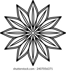 Dibujo de vectores para libro de coloreado. Patrón floral geométrico. Dibujo de contorno sobre un fondo blanco. Mandala.