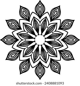 Dibujo de vectores para libro de coloreado. Patrón floral geométrico. Dibujo de contorno sobre un fondo blanco. Mandala.