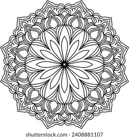 Vektorgrafik zum Färben des Buches. Geometrisches Blumenmuster. Studioaufnahme auf weißem Hintergrund. Mandala.
