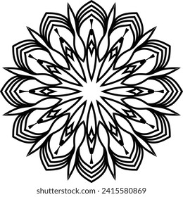 Vector drawing for coloring book. Geometric floral pattern. Contour drawing on a white background. Mandala