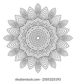 Vector drawing for coloring book. Geometric floral pattern. Contour drawing on a white background. Mandala.