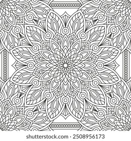 Dibujo de Vector para libro de colorear. Patrón floral geométrico. Dibujo de contorno sobre un fondo blanco. Mandala.