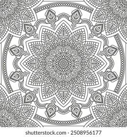 Dibujo de Vector para libro de colorear. Patrón floral geométrico. Dibujo de contorno sobre un fondo blanco. Mandala.