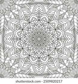 Dibujo de Vector para libro de colorear. Patrón floral geométrico. Dibujo de contorno sobre un fondo blanco. Mandala.