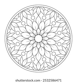 Desenho vetorial para livro de cores. Padrão floral geométrico, design de tatuagem, arte de parede, arte mandala simples, Design para um papel de parede Camisa de pintura e azulejo Projeto adesivo, arquivo vetorial