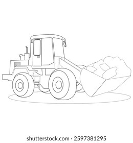 Vector drawing for coloring. Transport for construction and harvesting operations. Technic.