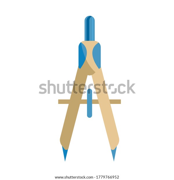 Vector drawing of a compass in cartoon\
style. Compass is isolated on a white background. Tools for school\
and drawing.Vector illustration in flat\
style.