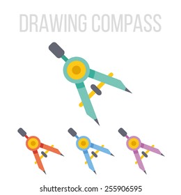 Vector drawing compasses icons set. Isolated on white background.
