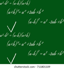 vector drawing composed of simple mathematical formulas on a green background. Perfect for creating seamless patterns.
