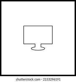 Vector drawing of a computer monitor, contour color black flat style