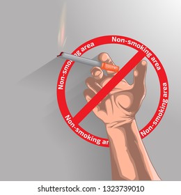 Vector drawing concept The area is not allowed to smoke. Eps10.