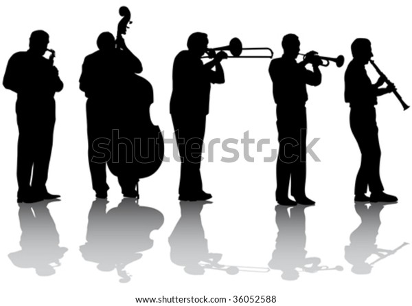 Vector Drawing Concert Jazz Music Silhouettes Stock Vector (Royalty ...