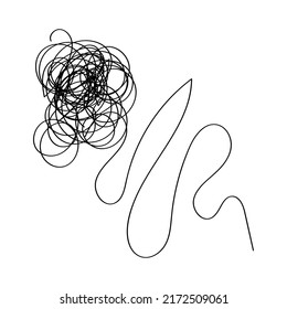 Vector drawing confusion of thoughts. The flow of thoughts, emotions, consciousness. The concept of coaching, psychoanalysis, therapy. line drawing in udl style