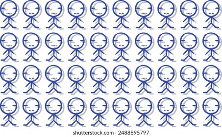 The vector drawing consists of a cartoon crowd of people in blue.