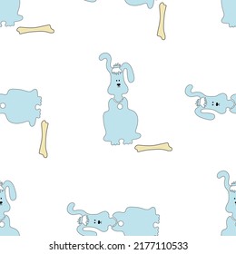 Dibujo vectorial con un contorno de un perro azul caricatura para un diseño de tela para bebé, papel pintado, papel envolvente, huella de libro de recortes. El fondo es impecable.