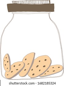 Vector drawing of a cookie jar. Color sketch, manual vector drawing of cookies. Color sketch, handmade. Great idea for a postcard , calendar, holiday invitation, wrapping paper.