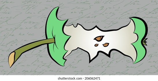 Vector drawing of core of apple.