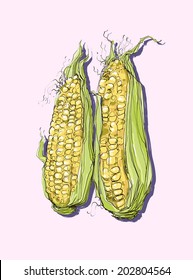 Vector drawing of corn