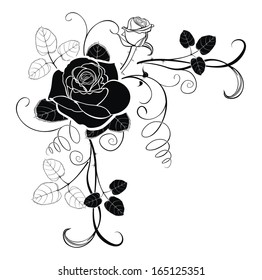 vector drawing of the corner decoration - rose