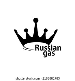 Vector dibujando corona de gas ruso. El estilo es plano, negro. Diseño postal, banner, icono, insignia