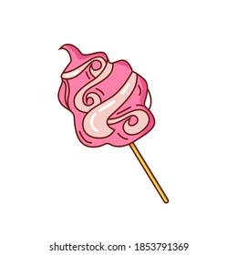 Vector drawing cotton candy. Clip art. Sticker. Suitable for printing on paper, fabric.