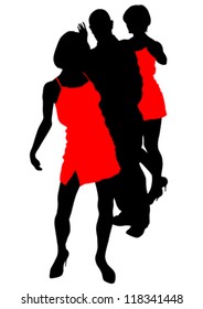 Vector drawing couple people in nightclub