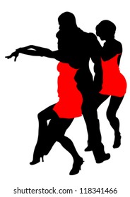 Vector drawing couple people in nightclub