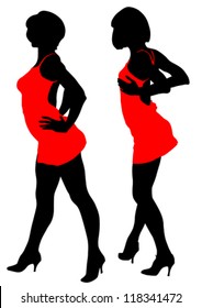 Vector drawing couple people in nightclub