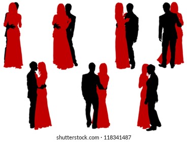 Vector drawing couple people in nightclub