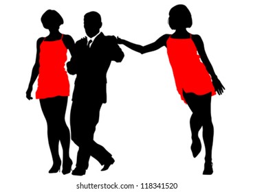 Vector drawing couple people in nightclub