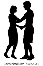 Vector drawing couple people on street
