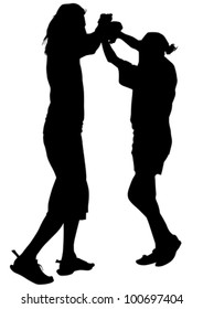 Vector drawing couple people on street