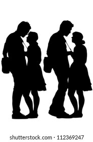 Vector drawing couple people on street