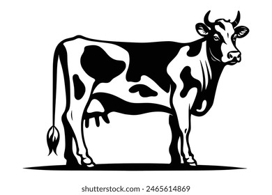 Vector drawing of cow isolated on white background, vector design