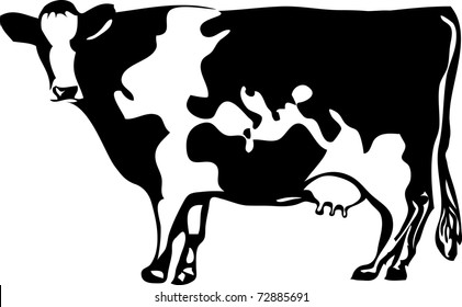 vector drawing of the cow with stylized map of the world