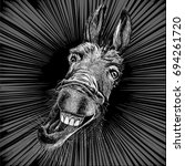 Vector drawing of a crazy donkey