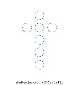 Vector drawing of a cross from circles, dotted line color blue
