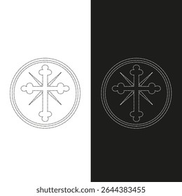 Vector drawing cross, dotted line color black and white flat style